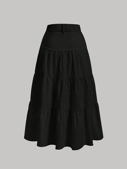 Damen Maxirock mit hoher Taille und Stufen-Design – Eleganter Freizeitrock für Frühling und Sommer