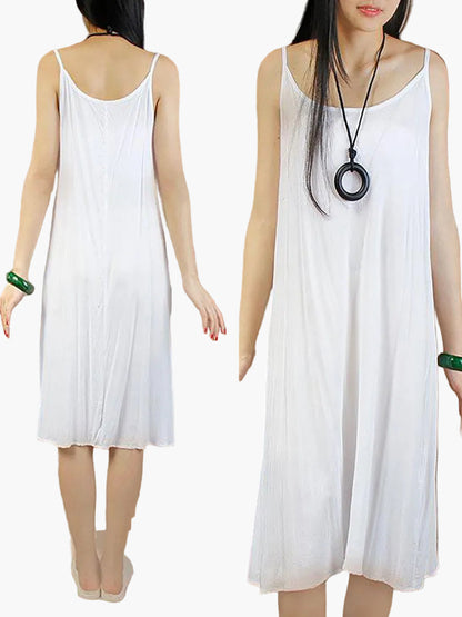 Robe d'été décontractée grande taille femme – Robe à bretelles ample, sans manches, casual, élégante