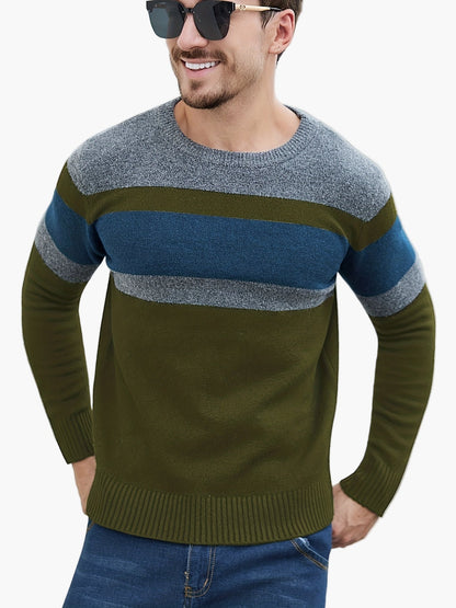Jersey de punto para hombre con patrón de rayas – Jersey casual a la moda para otoño e invierno