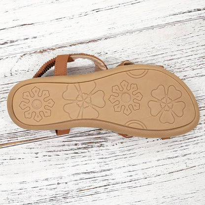 Sandalias bohemias para mujer con decoración étnica de perlas y plantilla cómoda – Tendencia de verano y ocio