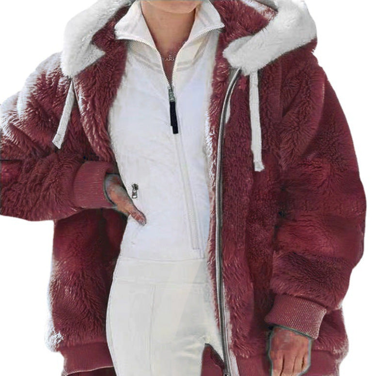 Veste d'hiver femme avec capuche et fermeture éclair – Manteau de loisirs tendance pour les jours froids