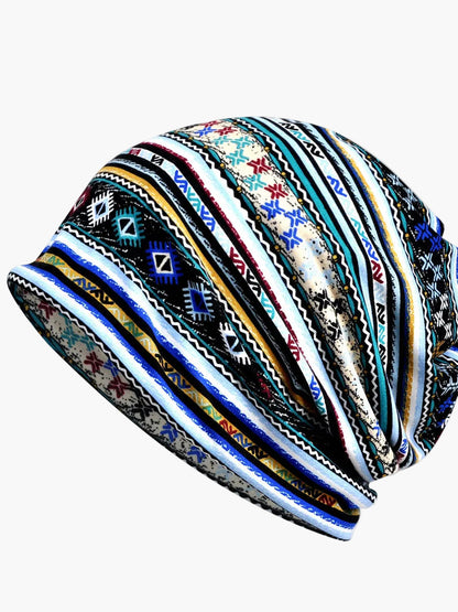 Damska czapka beanie z kwiatowym wzorem – modny komin na wiosnę, lato i jesień
