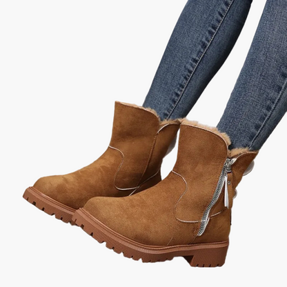 Bottines d'hiver femme avec doublure chaude et fermeture éclair – Bottes confortables et à la mode pour quotidien et loisirs