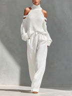 Alessia | Tweedelige set met off-shoulder top en wijde broek voor dames