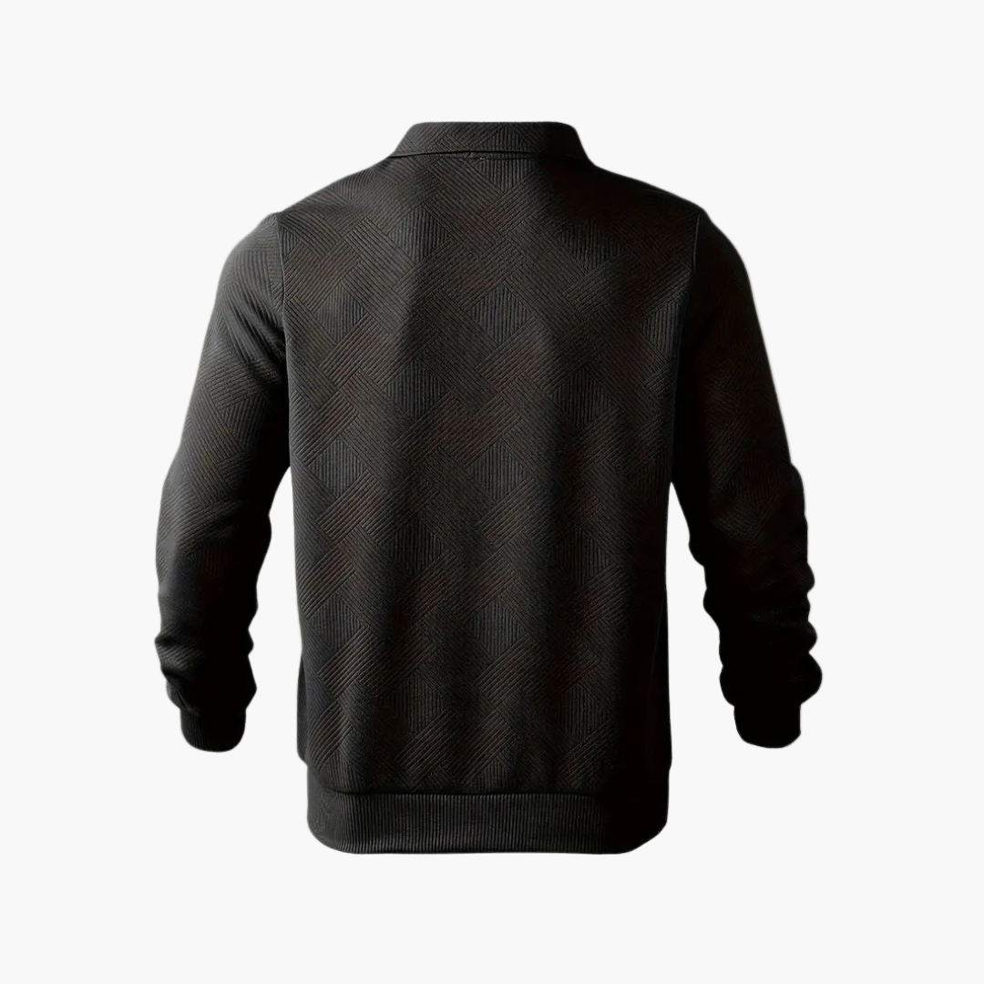 Męski sweter vintage ze wzorem geometrycznym i zamkiem błyskawicznym – idealny na co dzień i na czas wolny