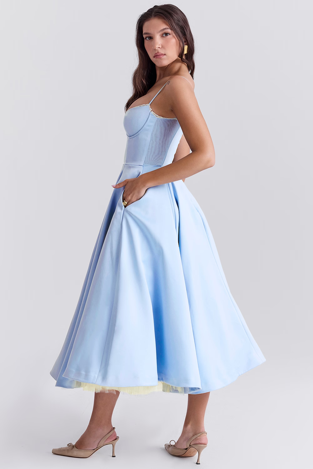 Robe midi festive pour femmes avec corsage et jupe évasée – Robe de soirée élégante pour occasions spéciales