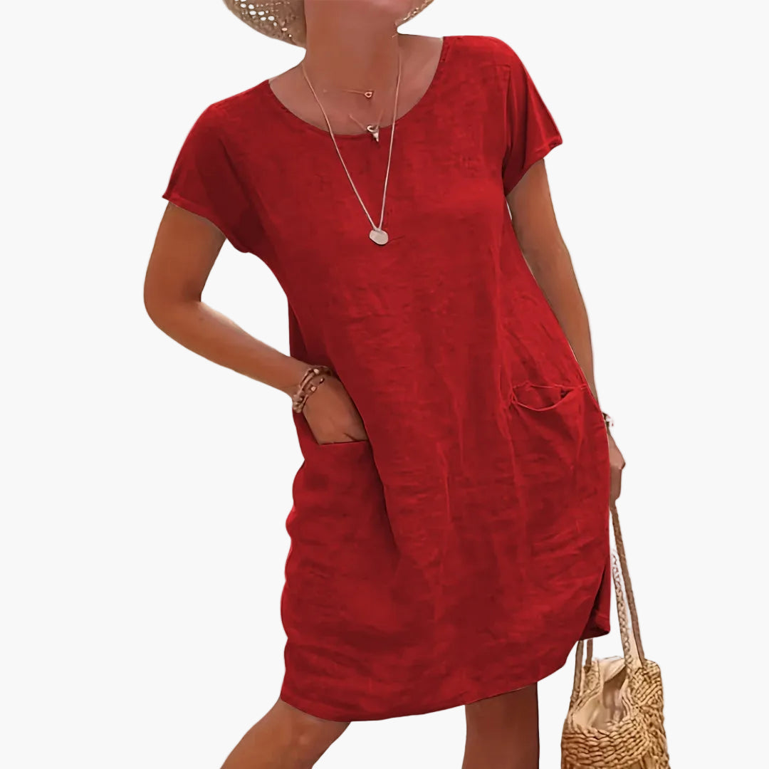 Damen Sommerkleid mit Taschen – Lockeres Freizeitkleid für Urlaub, Strand & Alltag