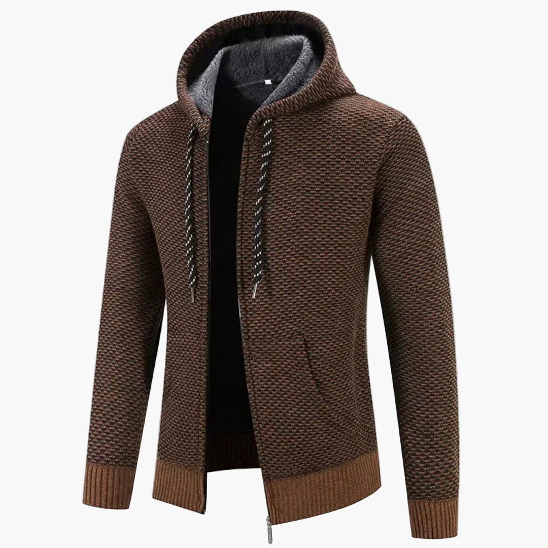 Veste à capuche en maille homme pour automne et hiver – Tenue de loisirs tendance avec fermeture éclair