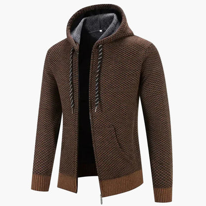 Veste à capuche en maille homme pour automne et hiver – Tenue de loisirs tendance avec fermeture éclair