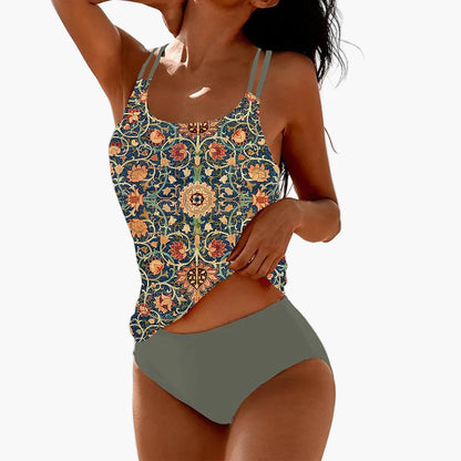 Set costume da bagno da donna con stampa mandala – Tankini alla moda per spiaggia e piscina