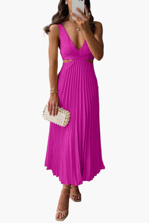 Robe midi plissée élégante pour femme – Pour occasions spéciales et soirées