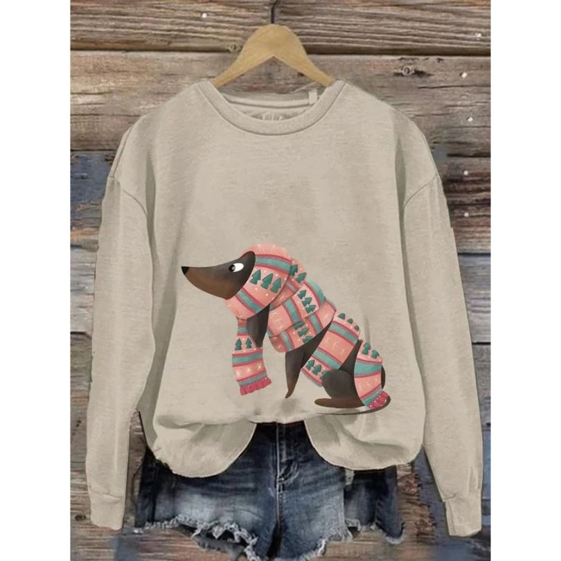 Sweater voor dames met ronde hals en lange mouwen