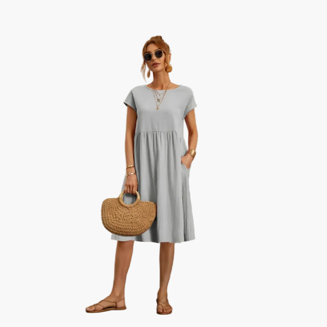 Damen Freizeitkleid Kurzarm Elegant – Sommerkleid für Alltag, Urlaub & Stadtbummel
