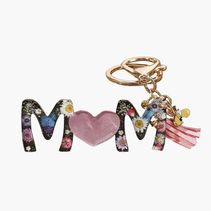 Porte-clés pour femmes – Cadeau de fête des mères à la mode, anneau porte-clés avec cœur et motif floral, accessoire élégant