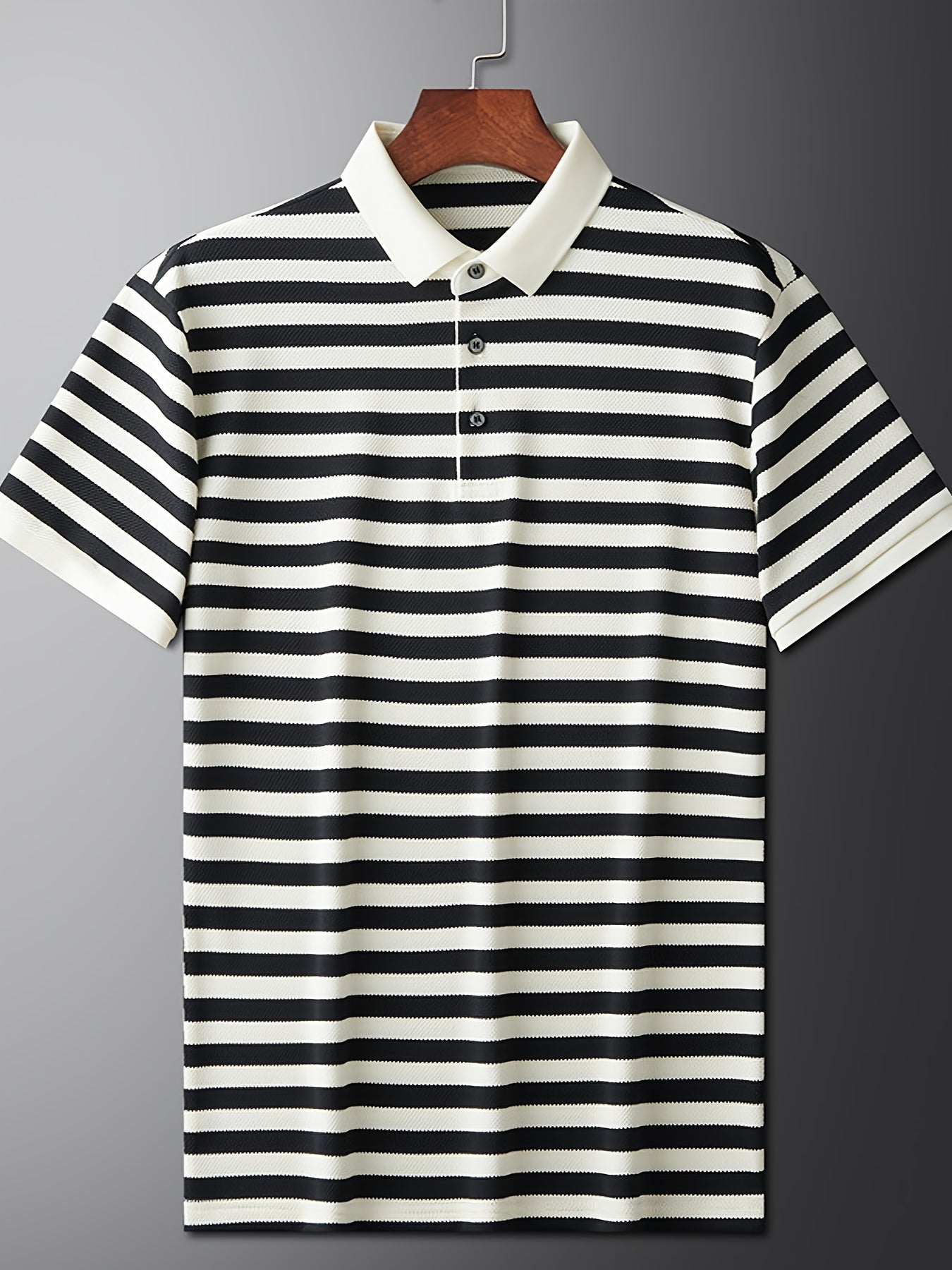 Męska koszulka polo z klasycznym wzorem w paski – krótki rękaw, elegancki styl casualowy