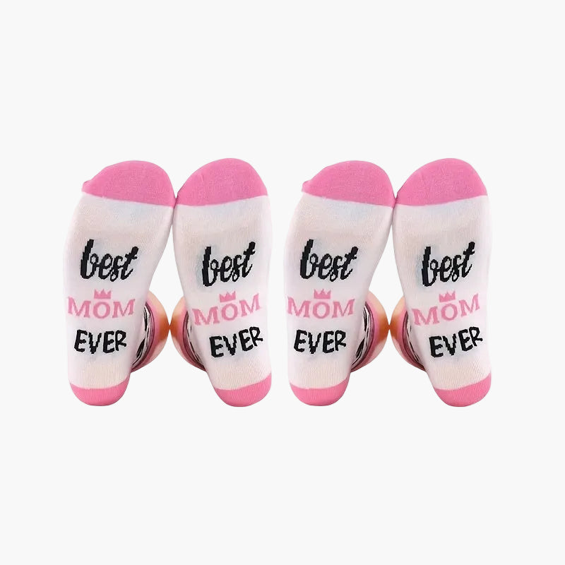 Chaussettes femme avec inscription – Idée cadeau amusante pour mamans – Meilleure maman du monde – Chaussettes confortables pour loisirs