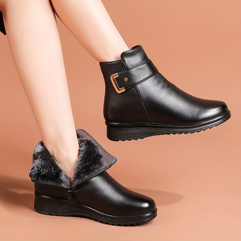 Damen Stiefelette mit Schnalle & Warmfutter, braun