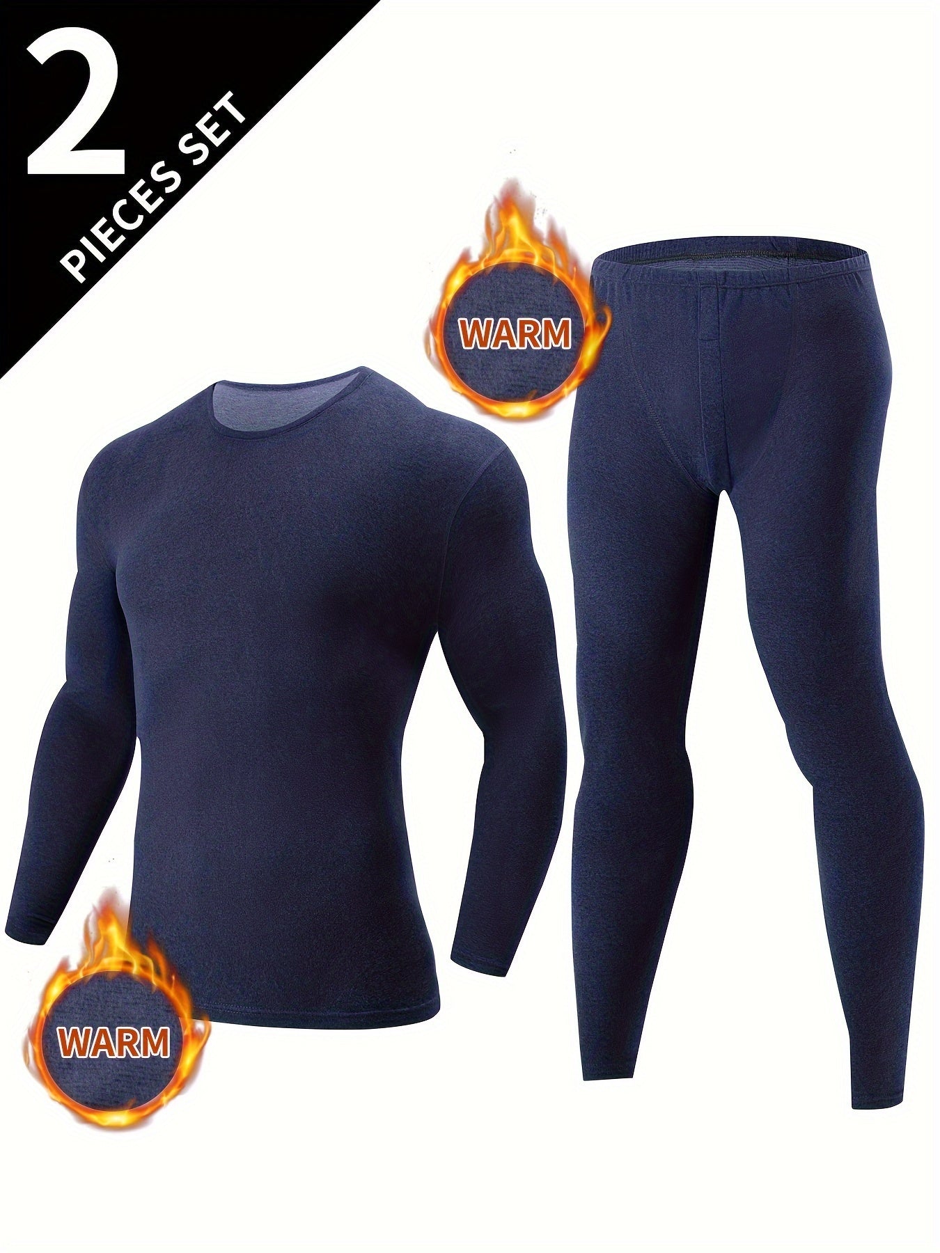 Thermo Unterwäsche Set Herren langärmliges Oberteil & lange Hose Schwarz