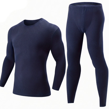Thermo Unterwäsche Set Herren langärmliges Oberteil & lange Hose Schwarz