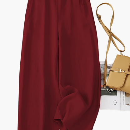 Pantaloni da tempo libero donna a gamba larga con vita alta e coulisse – Look estivo elegante per tutti i giorni e l’ufficio