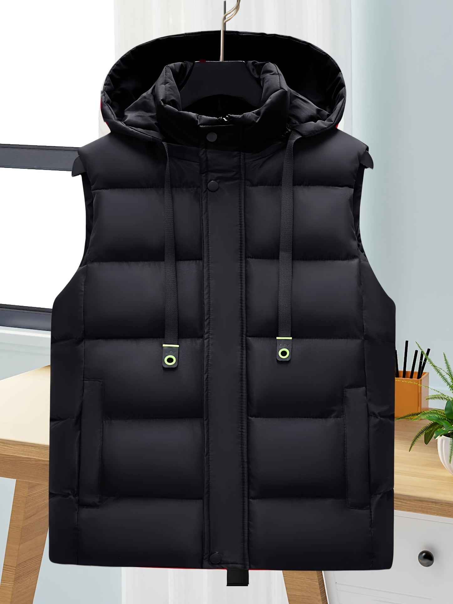 Unisex-vatteret vest med hætte | Polstret vest