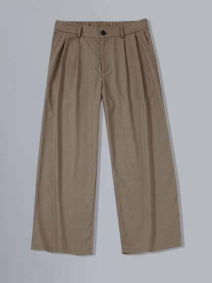 Pantalon plissé à taille large pour homme style vintage – Pantalon élégant pour affaires et loisirs