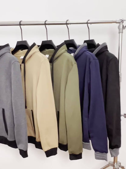 Unisex-hættetrøje med lynlås, pink og grå