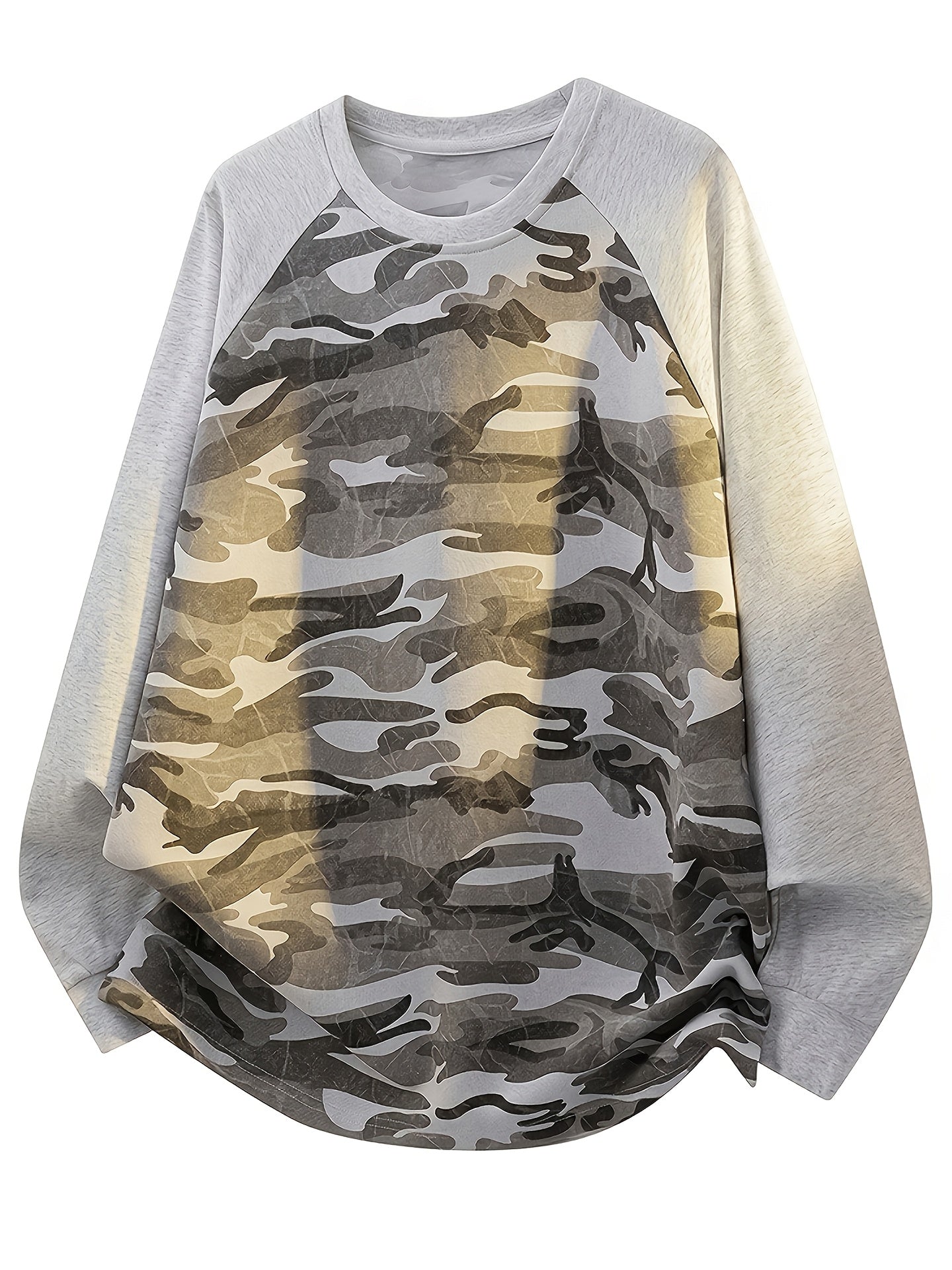 Raglan Langarmshirt im Camouflage-Look, Rundhals-Sweatshirt