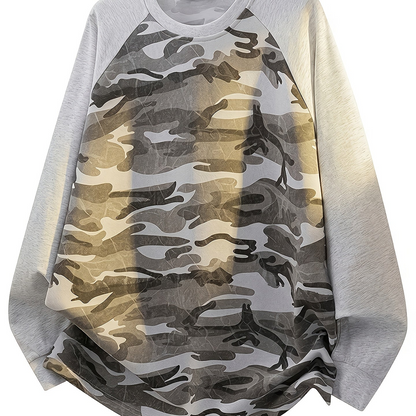 Raglan Langarmshirt im Camouflage-Look, Rundhals-Sweatshirt