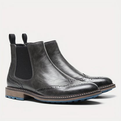 Herren Chelsea Boot mit Brogue-Muster, Elastikeinsatz & Profilsohle