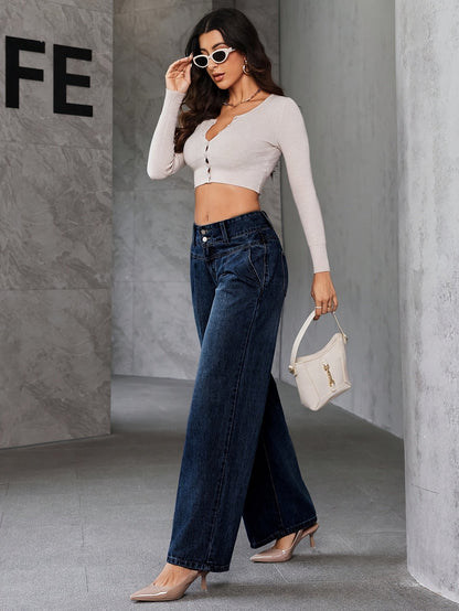 Damen High Waist Weite Jeans – Modische Flared Jeans für Freizeit & Alltag