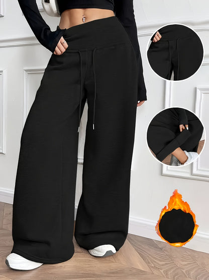 Dameswijde broek met trekkoord, losvallende pijpen