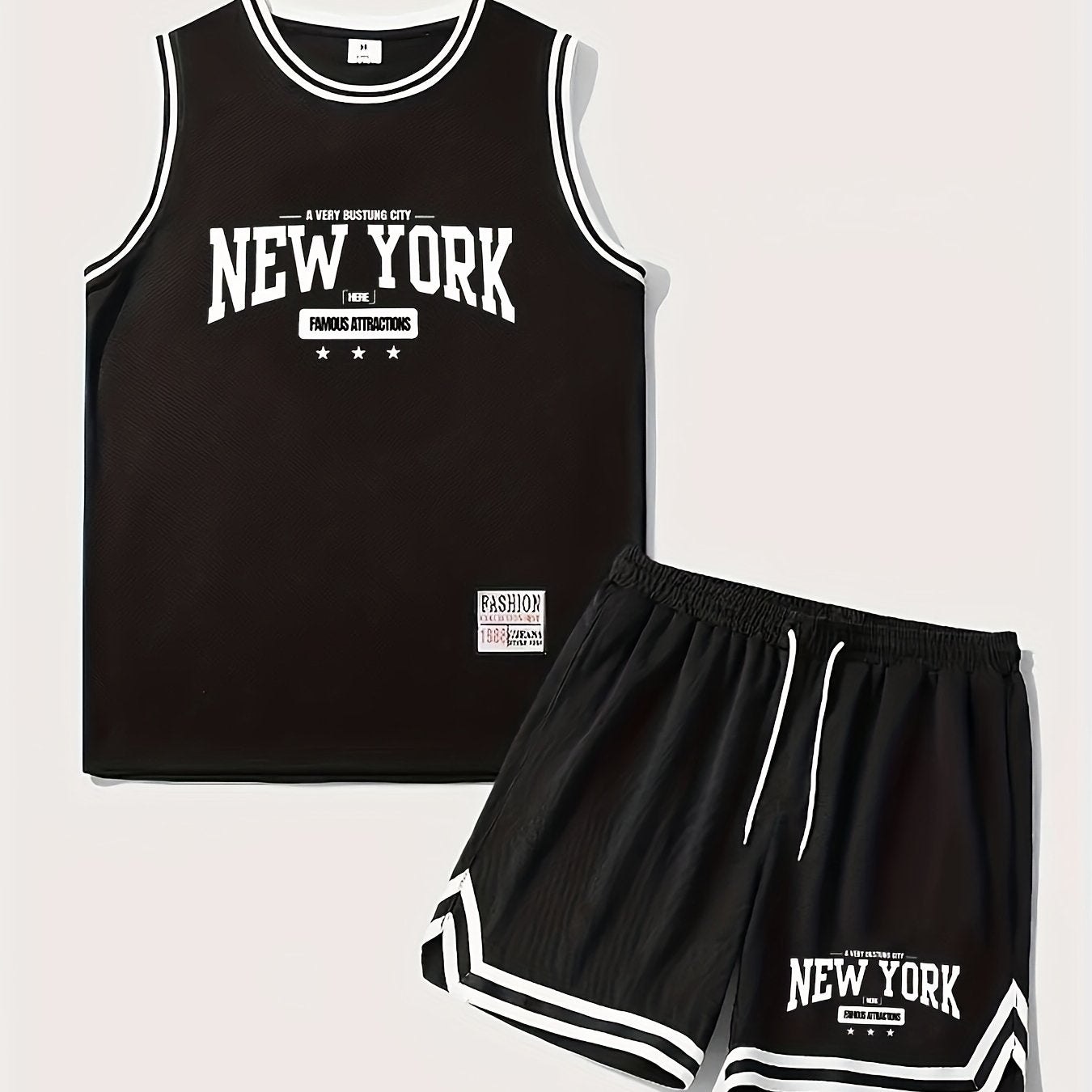 Herren Sport-Basketball-Set New York Print – Trainingsanzug für Fitness & Freizeit