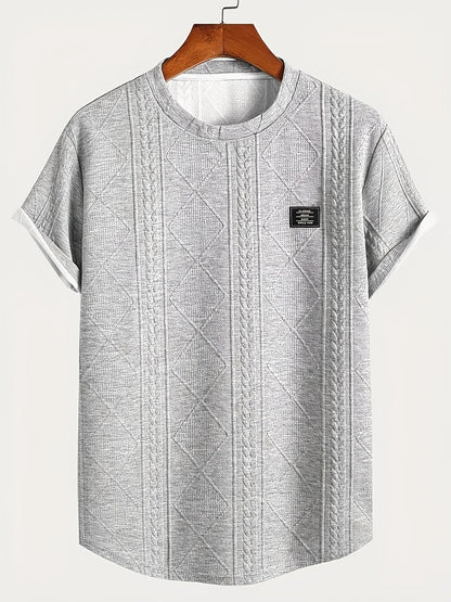 Herren T-Shirt im Strick-Look mit Rundhalsausschnitt, Casual Style, Sommer
