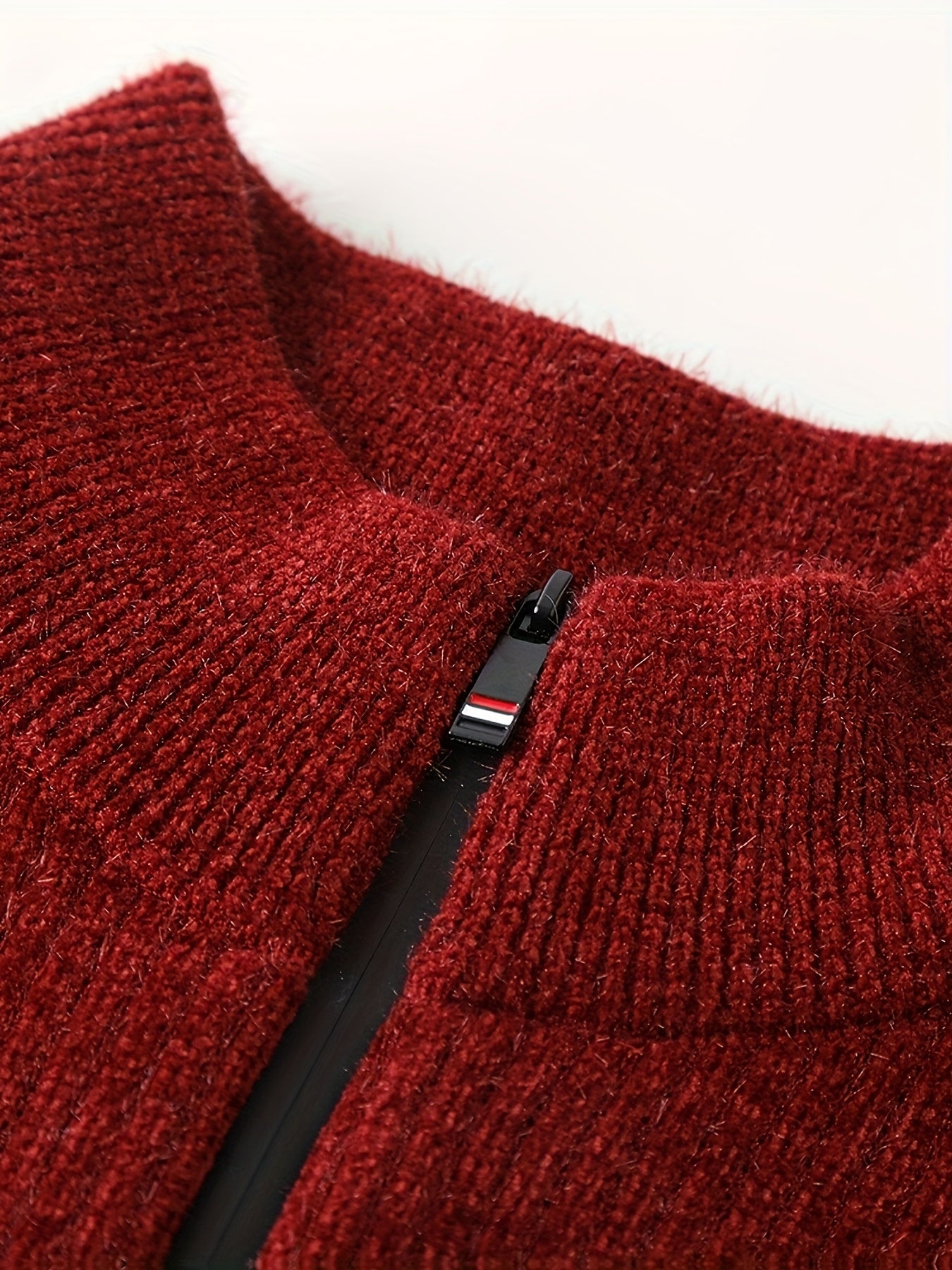 Herren Halb-Reißverschluss Strickpullover mit Streifenmuster, gerippt