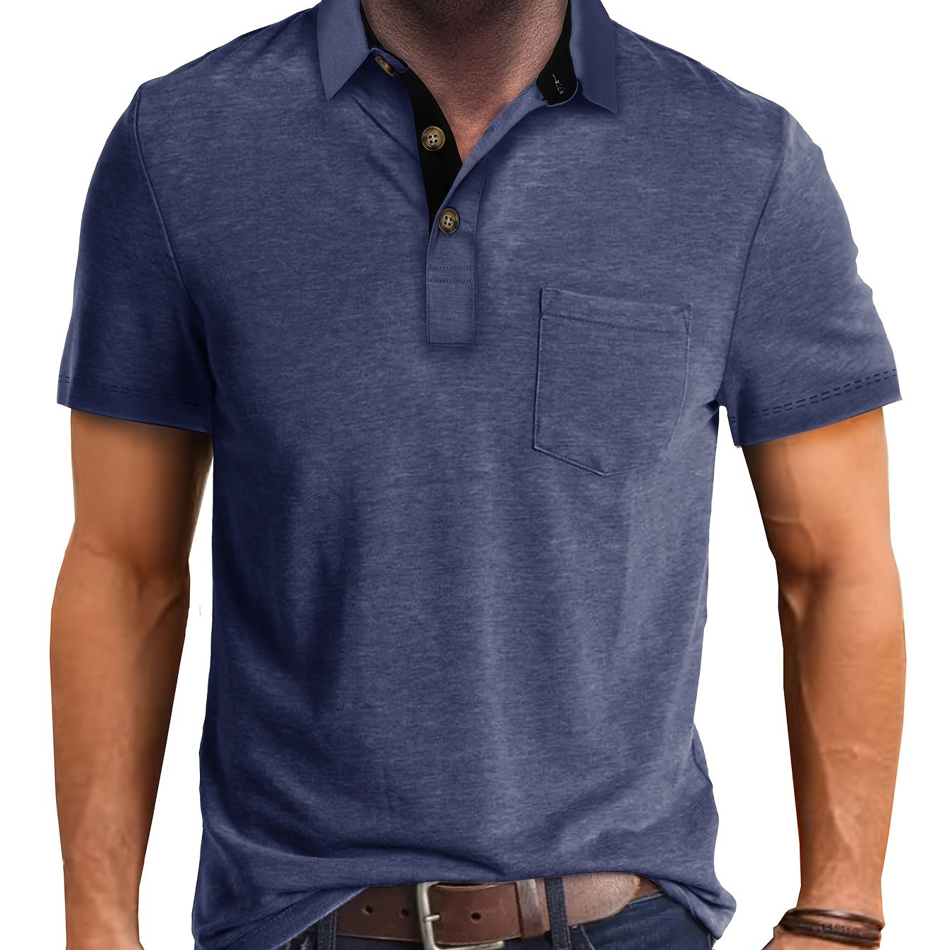 Polo uomo manica corta con taschino – Camicia casual moderna per tutti i giorni e il tempo libero