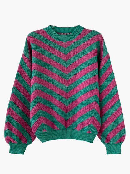 Damen Strickpullover mit Zickzack-Muster für Herbst und Winter – Eleganter Freizeit-Sweater