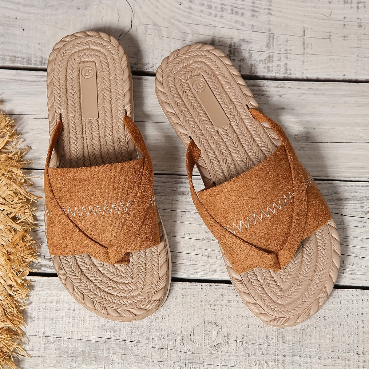 Dame sommer slip-on sandaler med krydsremme – Komfortable flade udendørs slides