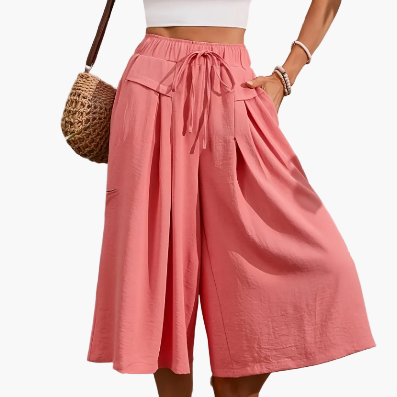 Dames Elegante Culottebroek met wijd been en nepkoord – Perfect voor de zomer