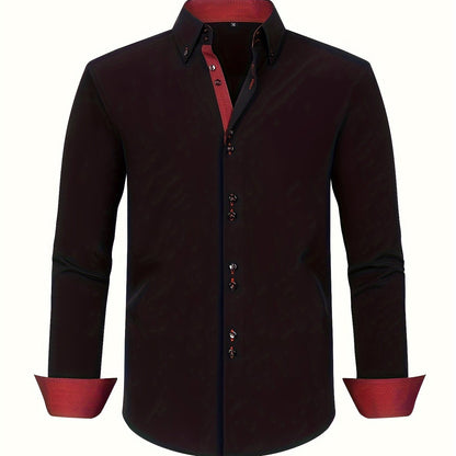 Męska koszula biznesowa casual z długim rękawem nowoczesny elegancki design