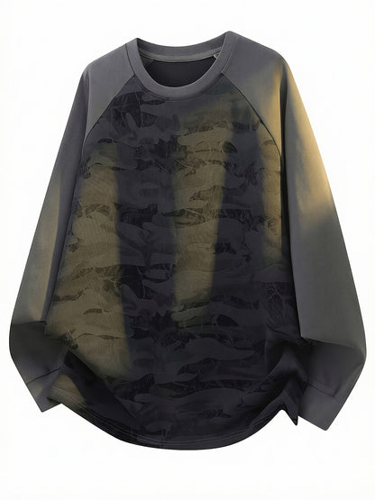 Raglan Langarmshirt im Camouflage-Look, Rundhals-Sweatshirt