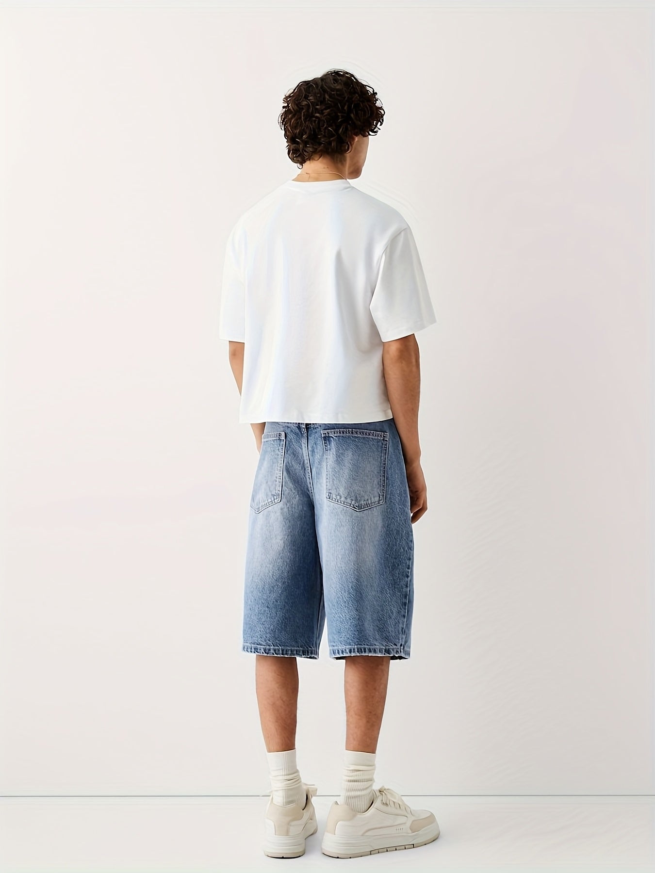Bermuda jeans homme coupe ample – style urbain décontracté pour le quotidien et les loisirs