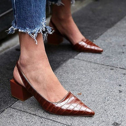 Damen Slingback Pumps mit Blockabsatz – Elegante Spitzenschuhe für Alltag und Büro