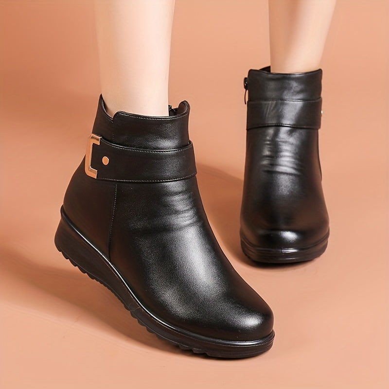 Damen Stiefelette mit Schnalle & Warmfutter, braun