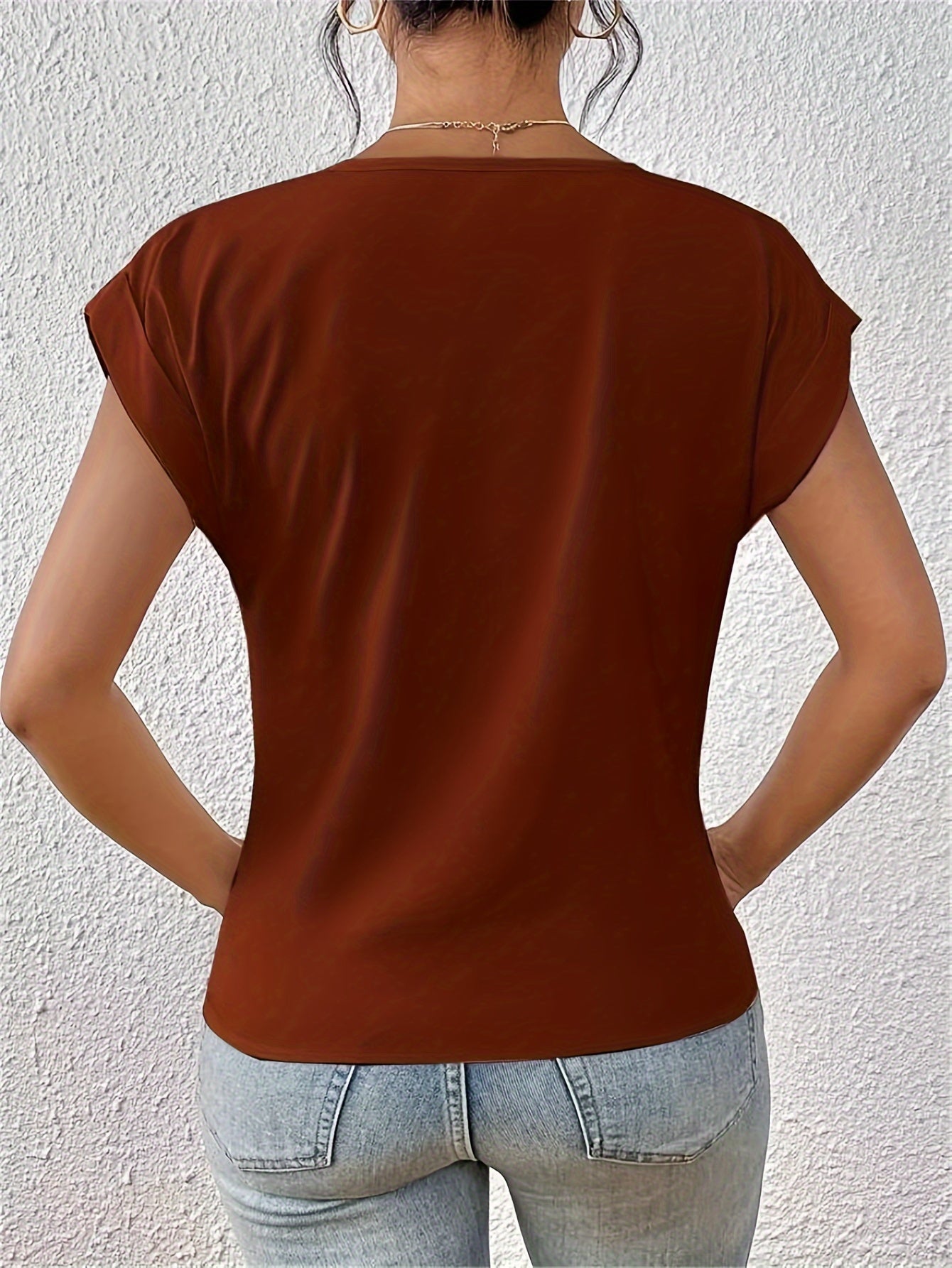 Blusa elegante de mujer con escote en V y diseño cruzado para el día a día y la oficina