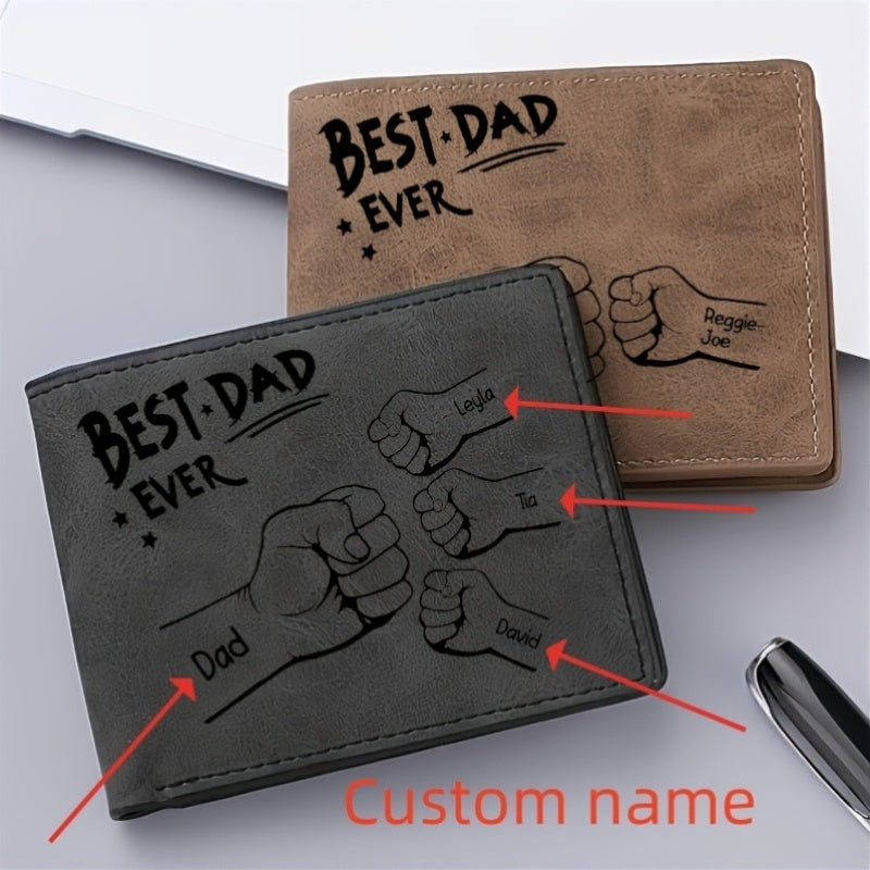 Herren Geldbörse mit Gravur – Best Dad Ever, personalisierbar mit Namen – Perfektes Geschenk für Väter