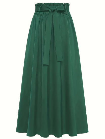 Damen Maxirock mit Paperbag-Bund und Schleife – Eleganter Freizeitrock für Frühling und Sommer