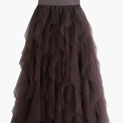 Damen Eleganter Maxirock mit Rüschen und Lagenlook – Perfekt für festliche Anlässe