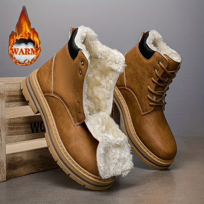 Herren Winterstiefel gefüttert Schnürstiefelette flache Sohle