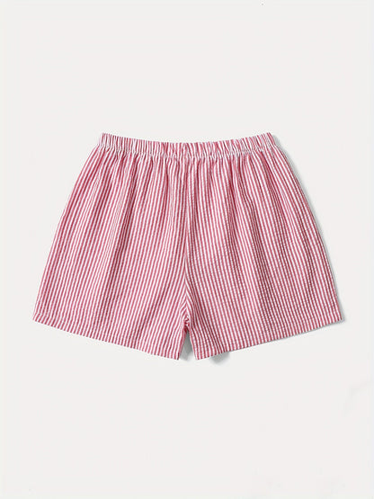 Damen Elegante High Waist Shorts mit Streifen – Sommer Freizeitmode